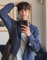 Roozen Check Pocket Long Sleeve Shirt