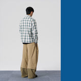 FMACM Collared Drawstring Plaid Shirt