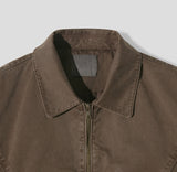 Dirt incision dyeing semi crop jacket