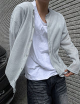 "Linen Round Neck Knit Cardigan "
