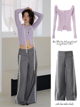 side lace wide slacks