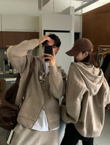 [Setup] Logane Maison Knit Hooded Zip-Up Wide Pants Set