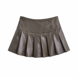 leather pleated pants mini skirt
