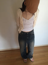 Shirring V-neck cardigan (4 colors)