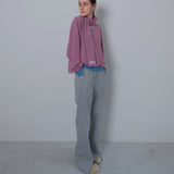 Gray Slit Snap Long Pants