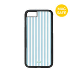 【MADE】パステル ストライプ スカイブルー アイフォン ケース [Glossy Glass/Magsafe]