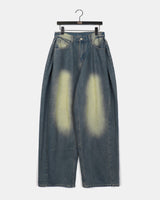 Minta Washing Side Pintuck Wide Denim Pants