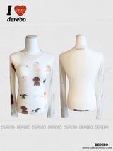 Blur Cartoon Mash Round Long Sleeve T-shirt