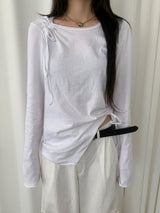 Cloud Draw Deck Shirring Team Long Sleeve T-Shirt (4 Colors)