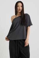 ワンショルダーTシャツ, Charcoal