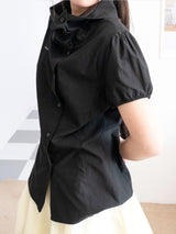 ドレープカラー ブラウス (BLACK)