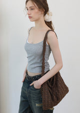 Lace Flower Shoulder&Cross Bag_Brown