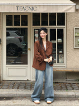 [アーリーオータム][Bellide made/ボーイフィット] INAF スエードスリットブレザージャケット