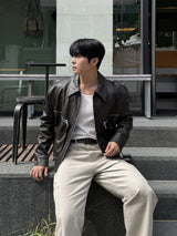 Kai zipper leather jacket