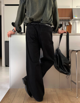  Lebey Daily Back Banding Wide Denim Pants