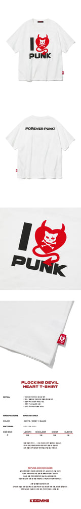 FLOCKING DEVIL HEART T-SHIRT - [WHITE]