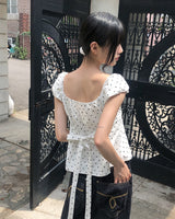 Rease Dot Puff Strap Blouse