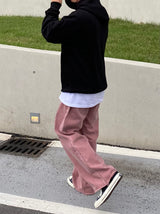 Pink cutting wide pants