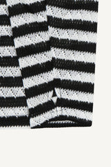 Striped Henley neck long sleeve knit