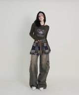 Kibet Heart Vintage Printed Long Sleeve T-Shirt