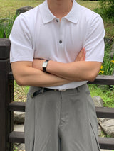 Linen collar half sleeve cardigan