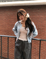 Meloni Ribbed Shirred Long Sleeve