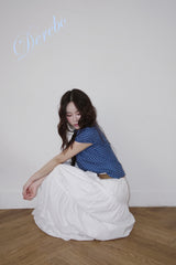 Cotton Punching Banded Waist Long Skirt