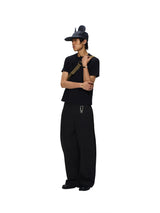 6CRAYON Black Box Fit T-Shirt with Offset Spliced Neckline & Classic Flock Print