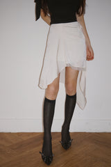 silk unbalanced wrap midi skirt