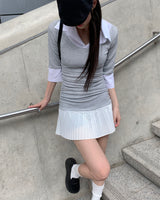 シャツプリーツワンピース