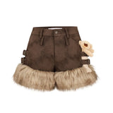 13DE MARZO Bear Upper Fuzzy Shorts