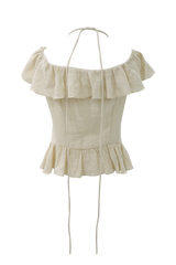 ローズコサージュフリルトップ (Black/Beige)