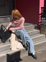 ロエルオフショルダーシャーリングTシャツ