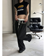 [Unisex] Layered belt stripe banding pants(2color)