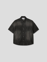 LMN インシジョンクロップドマッスルフィットデニム半袖シャツ (2 colors)