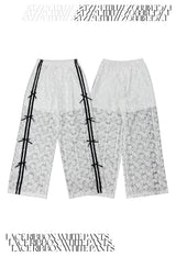 lace ribbon white pants