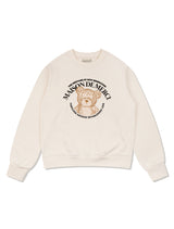 Women's Regular Fit Bear Friends Cropped Sweatshirt Cream (FCF1TS202W)