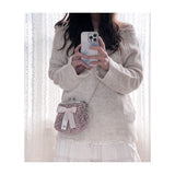 Medium muted pink leopard frame bag (handmade bag)