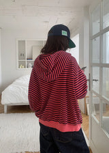 STRIPE WASHING HOOD ZIP-UP (2color)