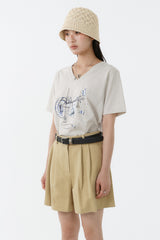 ギャラクシーVネックTシャツ_ライトベージュ