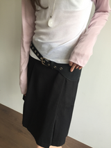 Fold wrap midi skirt (2color)