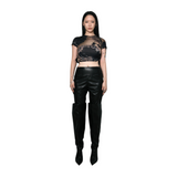 LEATHER STRAIGHT PANTS
