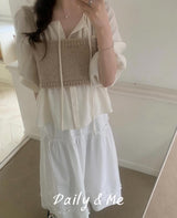 Ribbon shirring blouse(2color)
