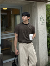 ストライプカラーウェイクロップド半袖Tシャツ