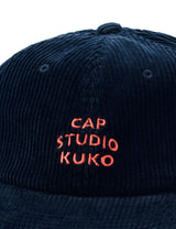 KUKO コーデュロイキャップ_ネイビーオレンジ