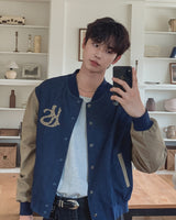 Barent Denim Color Matching Varsity Jacket