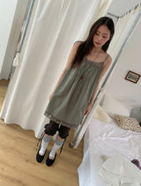Liline Ribbon Shirring Capri Leggings Pants
