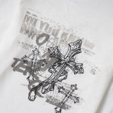 Cross Print ボートネックTシャツ 232790406