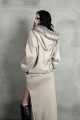 BUTTERFLY SPLATTER ZIP-UP #BEIGE(FLEECE LINED)