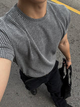 Two tone v-necked muscle short sleeved